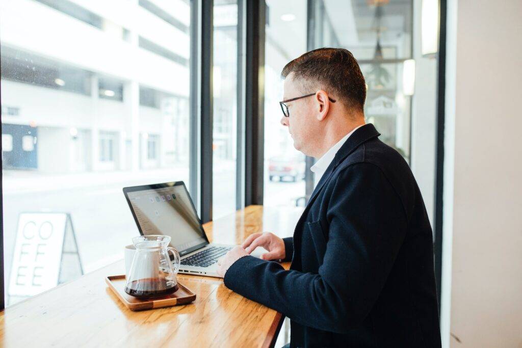 Remote work in coffee shop