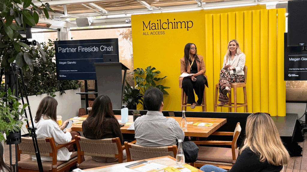 Megan Gianvito speaking at the Mailchimp Innovation Council A;l Access event.